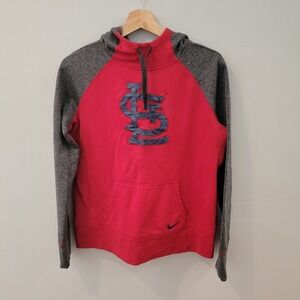 St. Louis Cardinals Nike Hoodie Sweatshirt Womens Size Large Red Gray Therma Fit